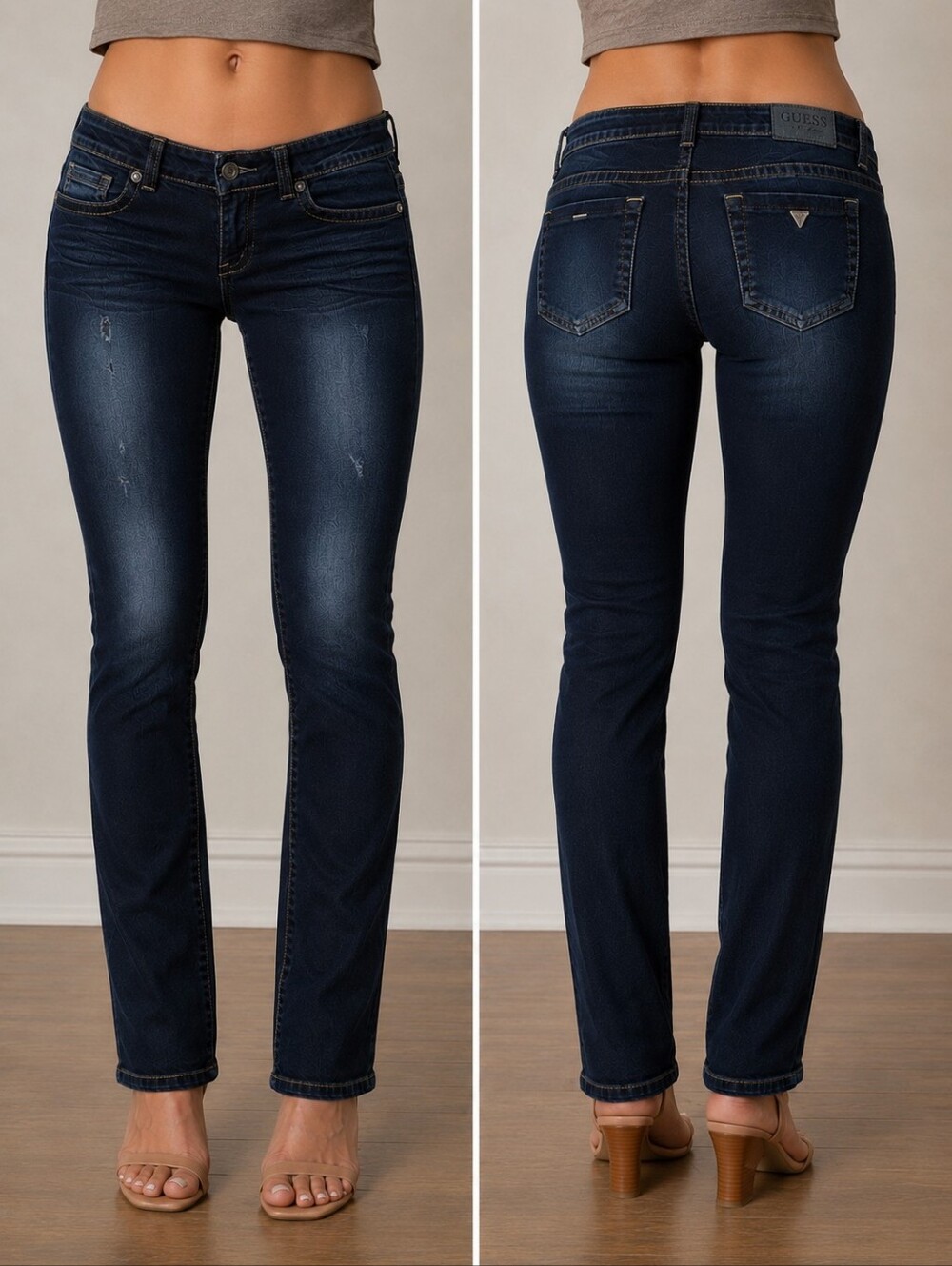 🖤 GUESS Daredevil Y2K Low Rise Skinny Jeans Dark Wash Distressed Stretch Sz 29